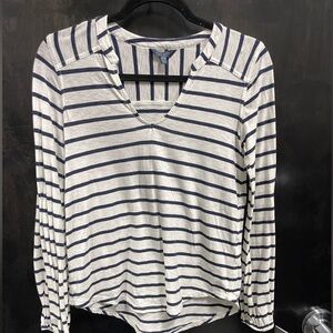 Lucky Brand Navy and White Striped Long Sleeve Top
